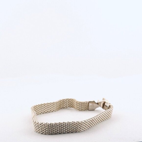 Estate Sterling Silver 925 Mesh Bracelet 6.5in Italy Marked 925 Lobster Clasp - Picture 2 of 8